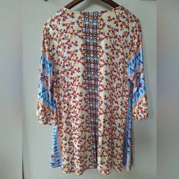 Soft Surroundings Womens Multicolored Embroidered Flutter Sleeve Tunic Size L - Picture 6 of 7